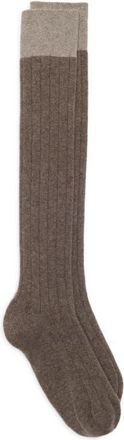 Johnstons of Elgin Ainsley Cashmere Blend Knee Socks in Pebble at Nordstrom, Size 10-13