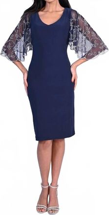 Frank Lyman Design V-Neck Silky Jersey Knit Dress In Midnight