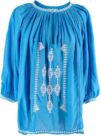 Melissa Odabash Blue & White Embroidered Kaftan
