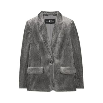 Luisa Cerano Jassen, Dames, Grijs, L, Satijn, Elegante Velvet Jas