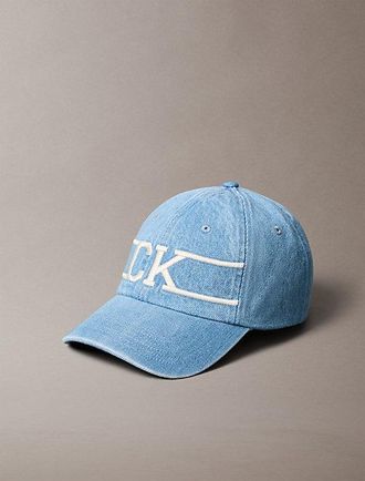 Calvin Klein Gorra de b&eacute;isbol universitaria denim con logo monograma