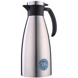 Emsa Emsa Soft Grip Caraffa Termica, Chiusura QuickTip, Acciaio/Nero, 1,5 L