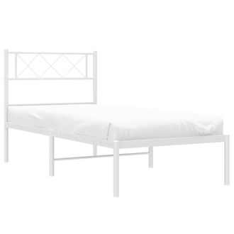 vidaXL Estructura Cama Sin Colch&oacute;n Con Cabecero Metal Blanco 100x200cm Vidaxl