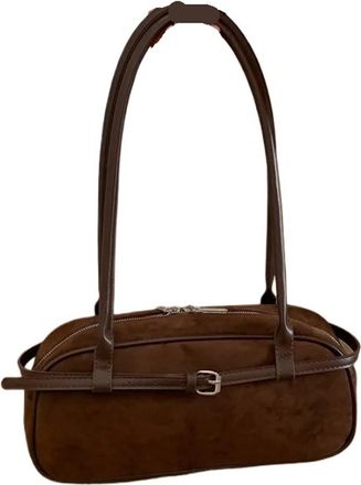 Generic Fashionable Retro Style Womens Underarm Bag 2025 Autumn Winter Suede Commuter Single Shoulder Urban Minimalist(Coffee)