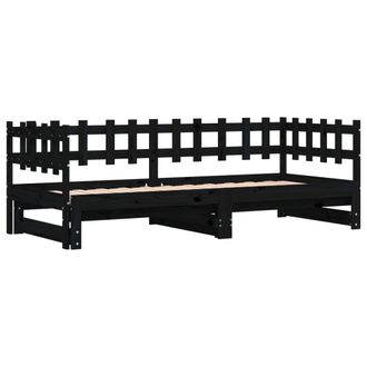 vidaXL Vidaxl - Sof&aacute; Cama Extra&iacute;ble Madera Maciza De Pino Negro 2x(90x200) Cm