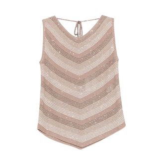 D.exterior Sleeveless Tops, female, Beige, Size: M Rhinestone Sleeveless Top