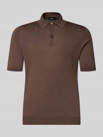 Gran Sasso Slim Fit Poloshirt aus reiner Seide in Mittelbraun, Gr&ouml;&szlig;e 58