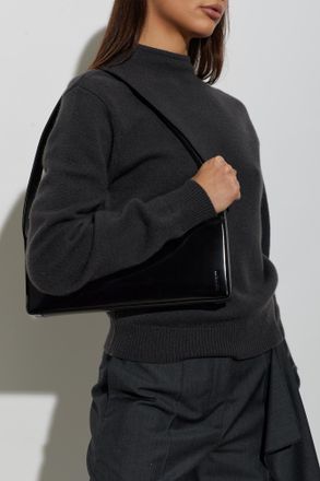Jil Sander Leather Shoulder Bag Monolith, Womens, Black