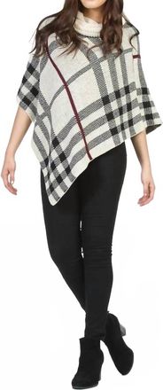 Papillon Plaid Cowl Neck Poncho In Natural