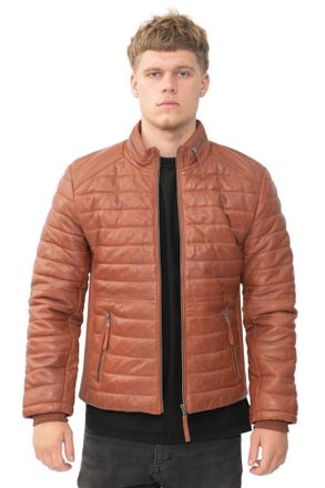 Infinity Leather Bruin gewatteerd leren pufferjack voor heren - Tallinn