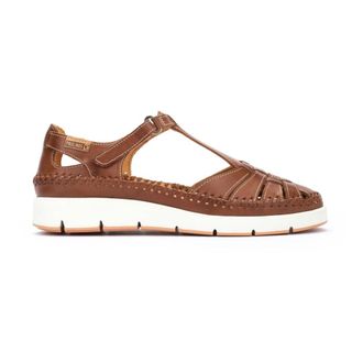 Pikolinos Bruine leren sleehak sandaalcollectie - Dames - Sandalen - Bruin - 37 EU - Leer - Schoenen