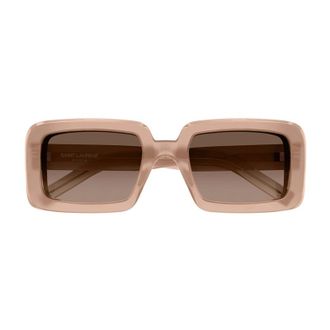 Saint Laurent Rectangular Acetate Frame Sunglasses - Pink