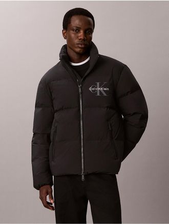Calvin Klein Jeans Calvin Klein Mens Nylon Monologo Down Puffer Jacket - Black - 2XL