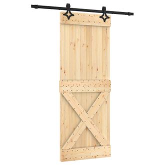 vidaXL Puerta Corredera Natural Y Negro 80 X 210 Cm Vidaxl