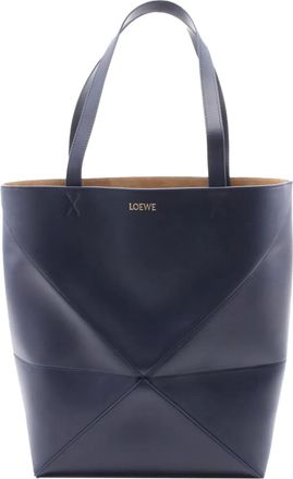 Loewe Borsa tote Puzzle Fold grande in pelle di vitello lucida 2000-2025 - Blu