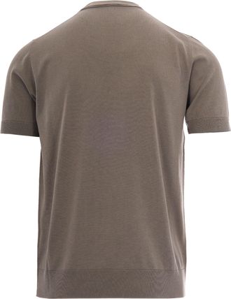 Paolo Pecora Mens T-Shirt Knit Taupe Neutral Tones Silk T-Shirts And Polos