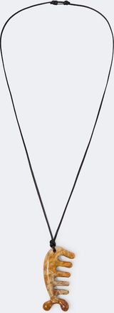 Christophe Lemaire Gua Sha leather necklace with yellow jasper