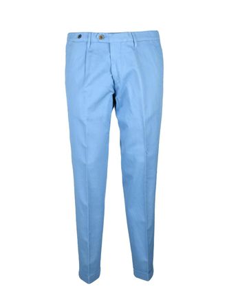 Filetto Pantalone Italiano Cotton Linen Elastane Trousers With Pleated Waist And Straight Leg