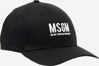 Msgm Boys Baseball Cap Black Cotton Hat