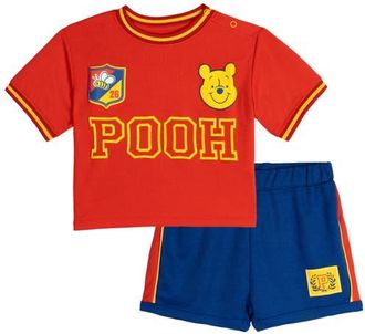 Disney Winnie the Pooh Athletic 2-Piece T-Shirt and Shorts Set in Pooh Red Blue Yellow at Nordstrom, Size Newborn
