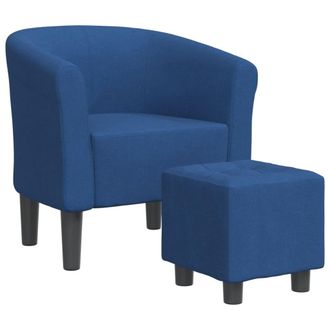 vidaXL Sill&oacute;n Con Taburete Tela Azul Vidaxl