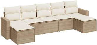 vidaXL Vidaxl - Set Sof&aacute;s De Jard&iacute;n 7 Piezas Y Cojines Rat&aacute;n Sint&eacute;tico Beige