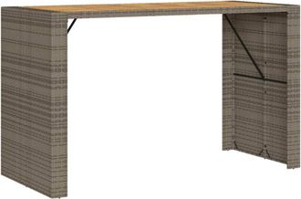 vidaXL Mesa Alta Jard&iacute;n Superficie Madera Rat&aacute;n Pe Gris 185x80x110 Cm Vidaxl