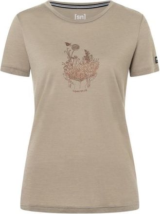 super.natural Flowerhands Tee Merinoshirt f&uuml;r Damen | fallen rock / copper