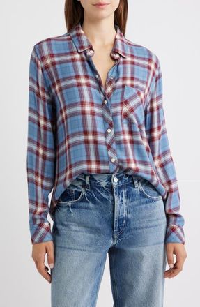 Rails Hunter Plaid Button-Up Shirt in Stone Blue Maroon at Nordstrom, Size X-Small