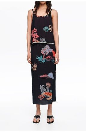 Bimba & Lola Wrinkled Midi Skirt in Tortuga Black at Nordstrom, Size X-Small Eu