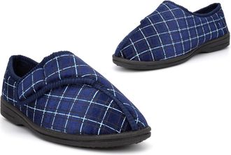 Generic Mens Rubber Sole Slippers Size 6 Boys Slippers Size 6 Washable Slipper Mens Rubber Sole Slipper Touch Fastening Washable Sizes 6-12 Navy 11 UK