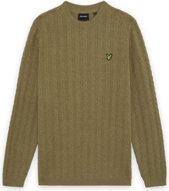 Lyle & Scott Linen Blend Long Sleeve Jumper - Heren - Ronde hals truien - Groen - L - Leer - Truien & Vesten