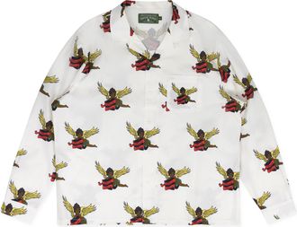 Denim Tears White Cherub Long Sleeve Button-Up Shirt