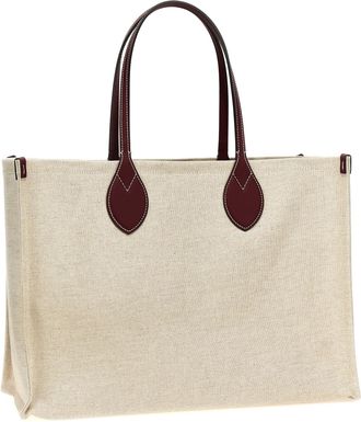 Gucci Womens Logo-Print Canvas Tote Beige Polyurethane Cotton Linen
