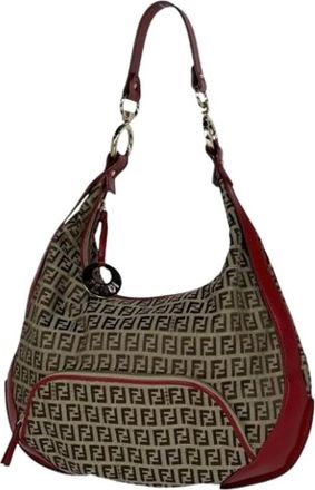 Fendi Pre-owned Shoulder Bags, female, Beige, Size: ONE SIZE Pre-owned Canvas fendi-bags