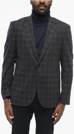 Nino Danieli Checkered Half-Lined Wool Blend Single Breasted Blazer size 50