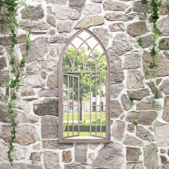 vidaXL Espejo De Jard&iacute;n Hierro Color Arena Para Exterior 100x45 Cm Vidaxl