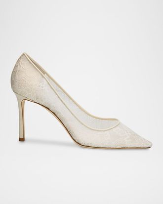 Jimmy Choo London 85mm Romy Lace Pointed-Toe Pumps