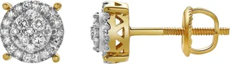 LuvMyJewelry Oralith 10K Yellow Gold Cluster Diamond Unisex Earrings - 0.24 Cts