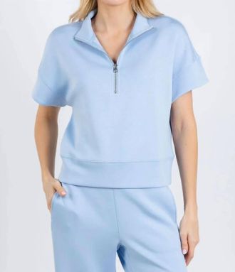 Elliott Lauren Comfort Zone Quarter Zip Top In Sky Blue