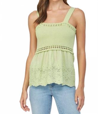 Fate Scallop Scoop Sweater Tank In Leaf Green