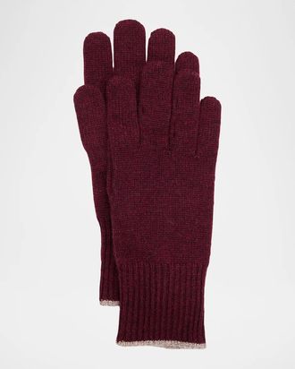 Brunello Cucinelli Men & apos;s Cashmere Knit Gloves