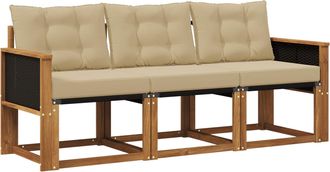 vidaXL Conjunto De Sof&aacute;s De Exterior 3 Uds. Natural Y Beige Vidaxl