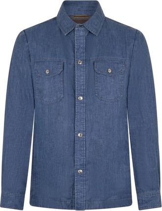 Moorer Classic Denim Shirt - Heren - Spijkeroverhemden - Blauw - M - Denim - Overhemden