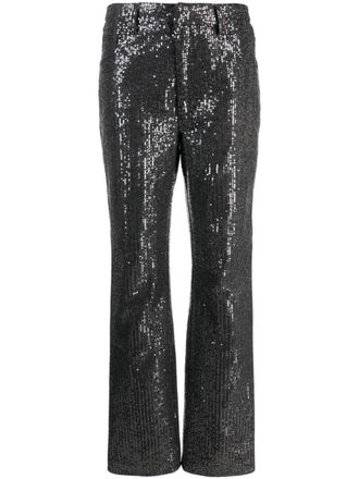 Rotate high-waisted sequin-embellished jeans - Black