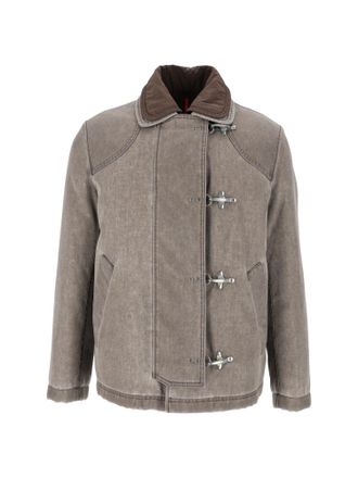 Fay Taupe 4 Ganci Boxy Contrast Collar Jacket