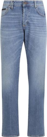 Philipp Plein Super Straight Cut Jeans Basic Cocco Label - Heren - Regular Fit Jeans - Blauw - W31 - Denim - Jeans
