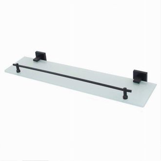 Trade Shop Trade Shop Traesio - Cleafe - Mensola Vetro Satinato Bagno Reggimensola Acciaio Nero Portaoggetti Doccia 79995
