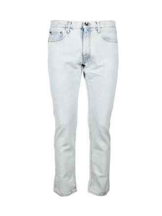 Off-white Light Blue Straight Leg Cotton Jeans
