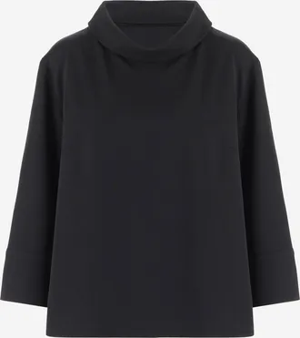 By Malene Birger Wide Neckline Blouse with Three-Quarter Sleeves and Minimalist Design